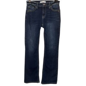 KanCan Dark Wash Blue Denim Bootcut Jeans Size 28 Mid Rise stretch